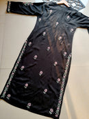 Designer Black kurta with dual colour thread fine chikankari work - Chikankari official