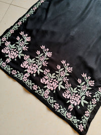 Designer Black kurta with dual colour thread fine chikankari work - Chikankari official