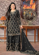 Designer Embroidered Chinon Sharara Suit with Beautiful Work - Chikankari official