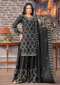 Designer Embroidered Chinon Sharara Suit with Beautiful Work - Chikankari official