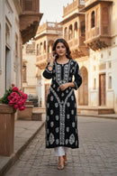 Designer Lanel with flower rayon Kurta - Chikankari official