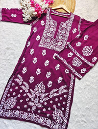 Designer Modal Kurti Plazzo Combo - Chikankari official