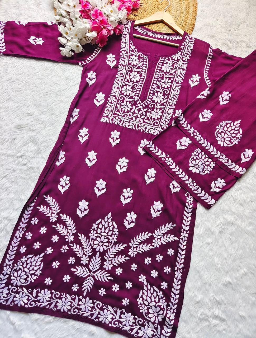 Designer Modal Kurti Plazzo Combo - Chikankari official