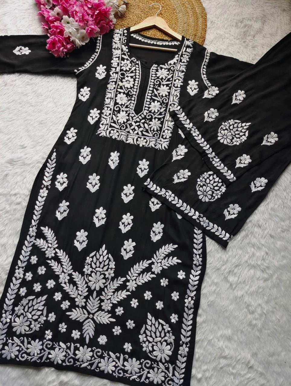 Designer Modal Kurti Plazzo Combo - Chikankari official