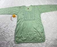 Designer Mul Short Top - Chikankari official