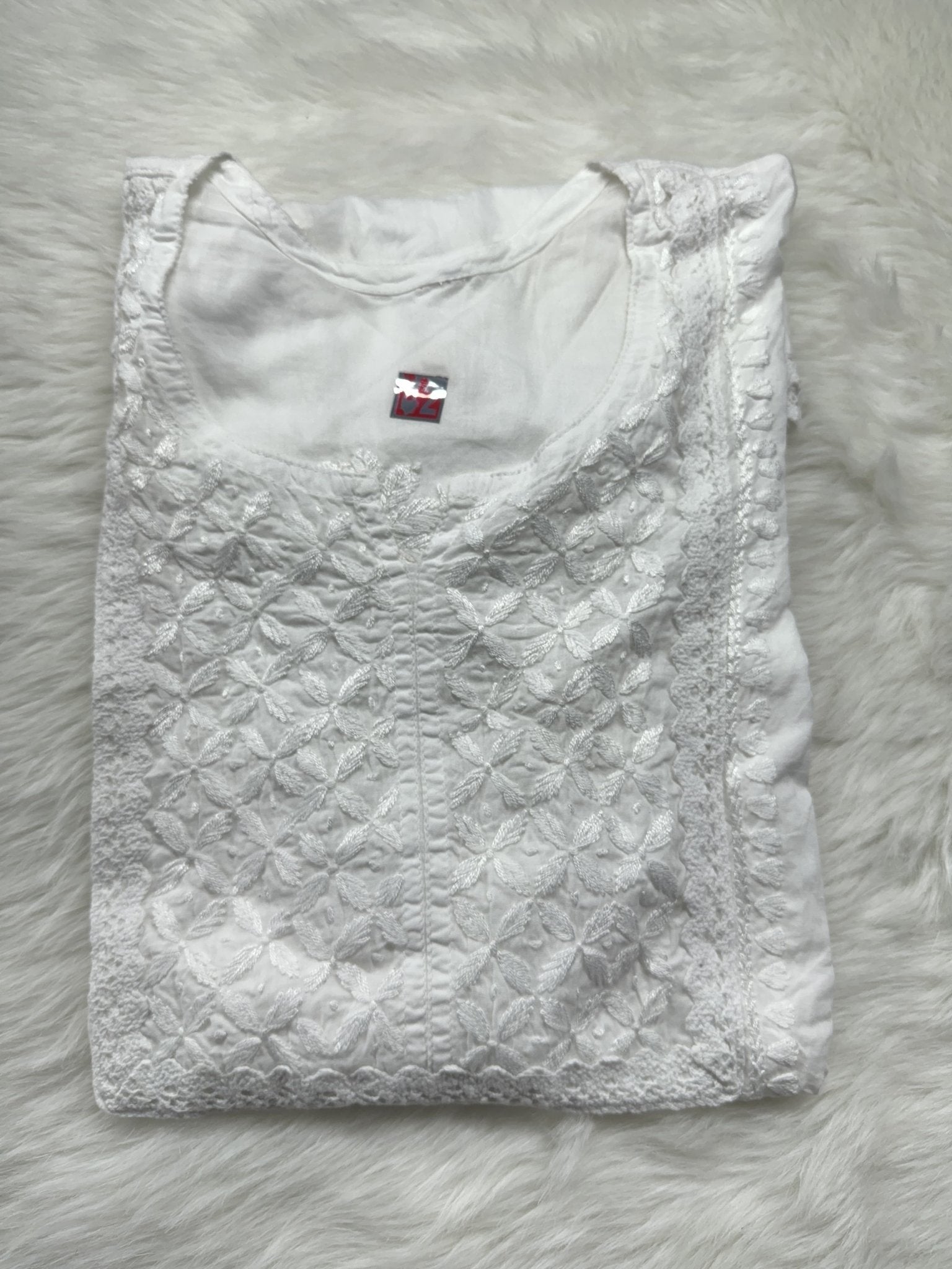 Designer Mul Short Top - Chikankari official