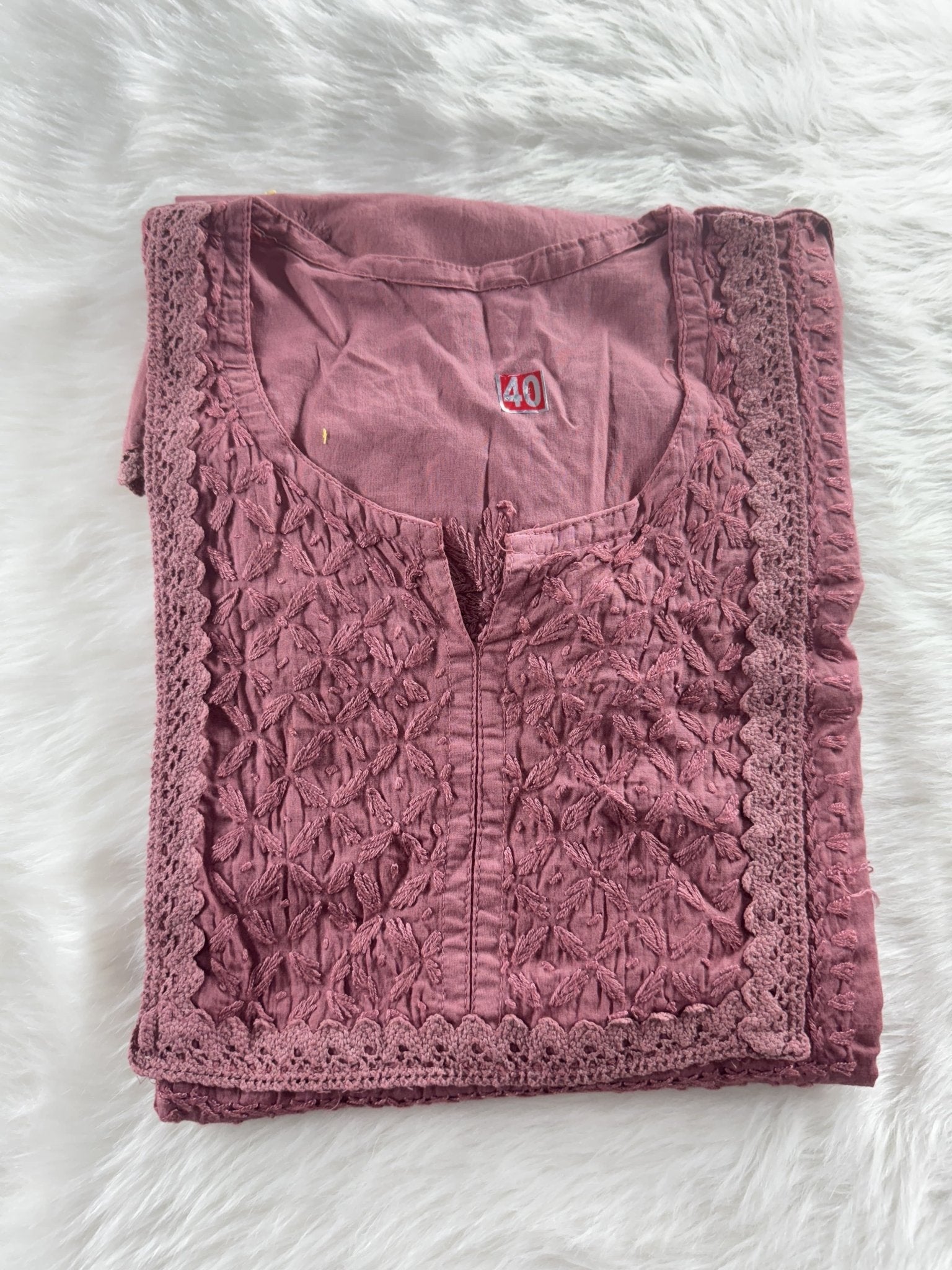 Designer Mul Short Top - Chikankari official