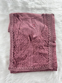 Designer Mul Short Top - Chikankari official