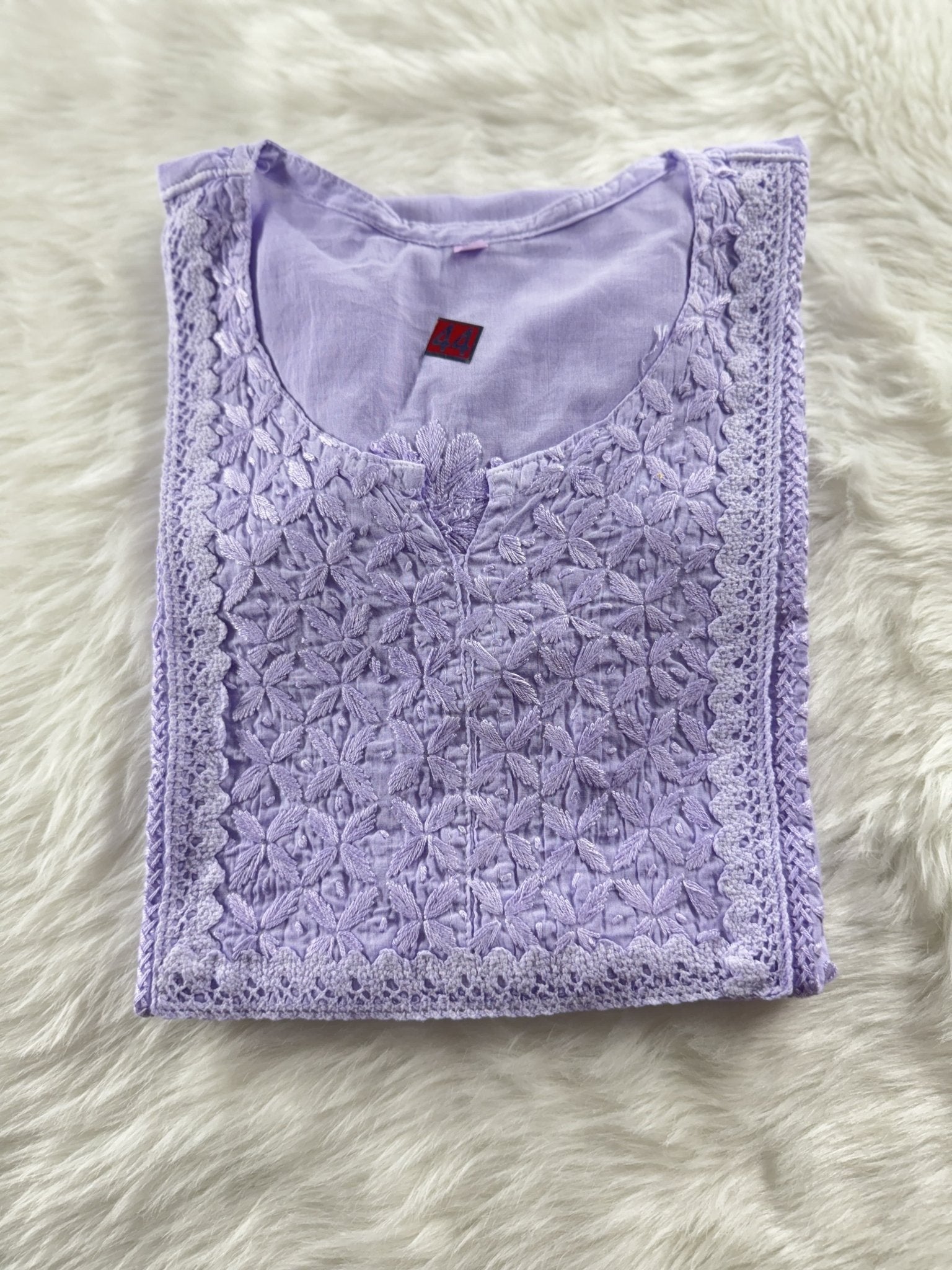 Designer Mul Short Top - Chikankari official