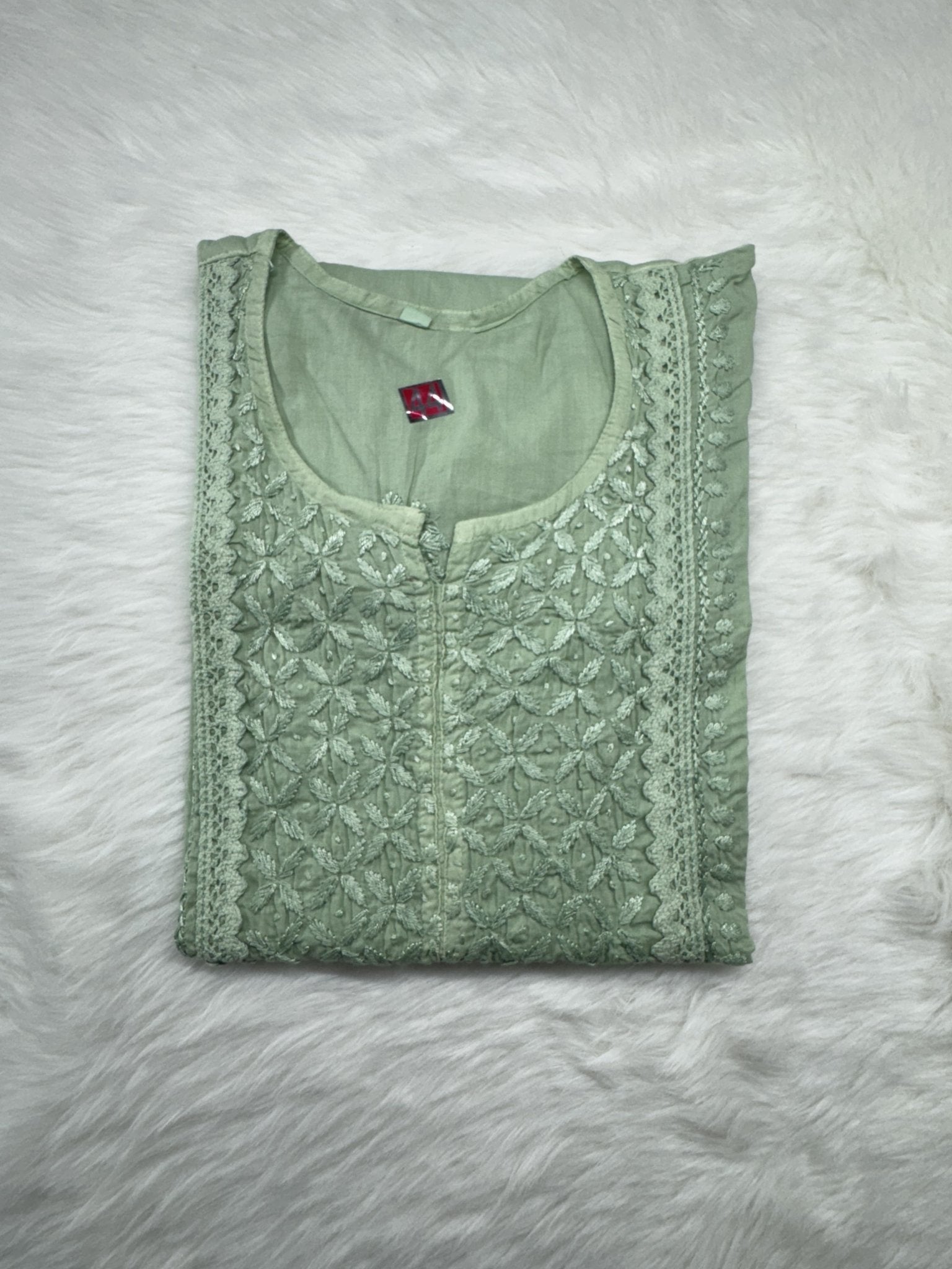 Designer Mul Short Top - Chikankari official