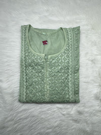 Designer Mul Short Top - Chikankari official