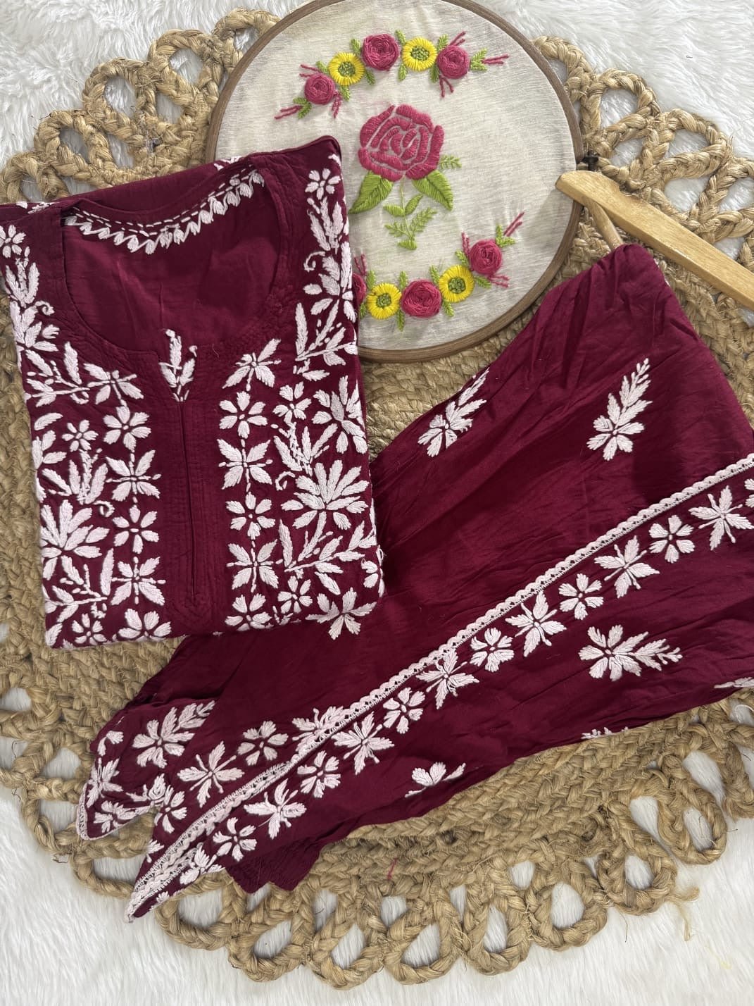 Designer Rayon Dhoti Combo - Chikankari official