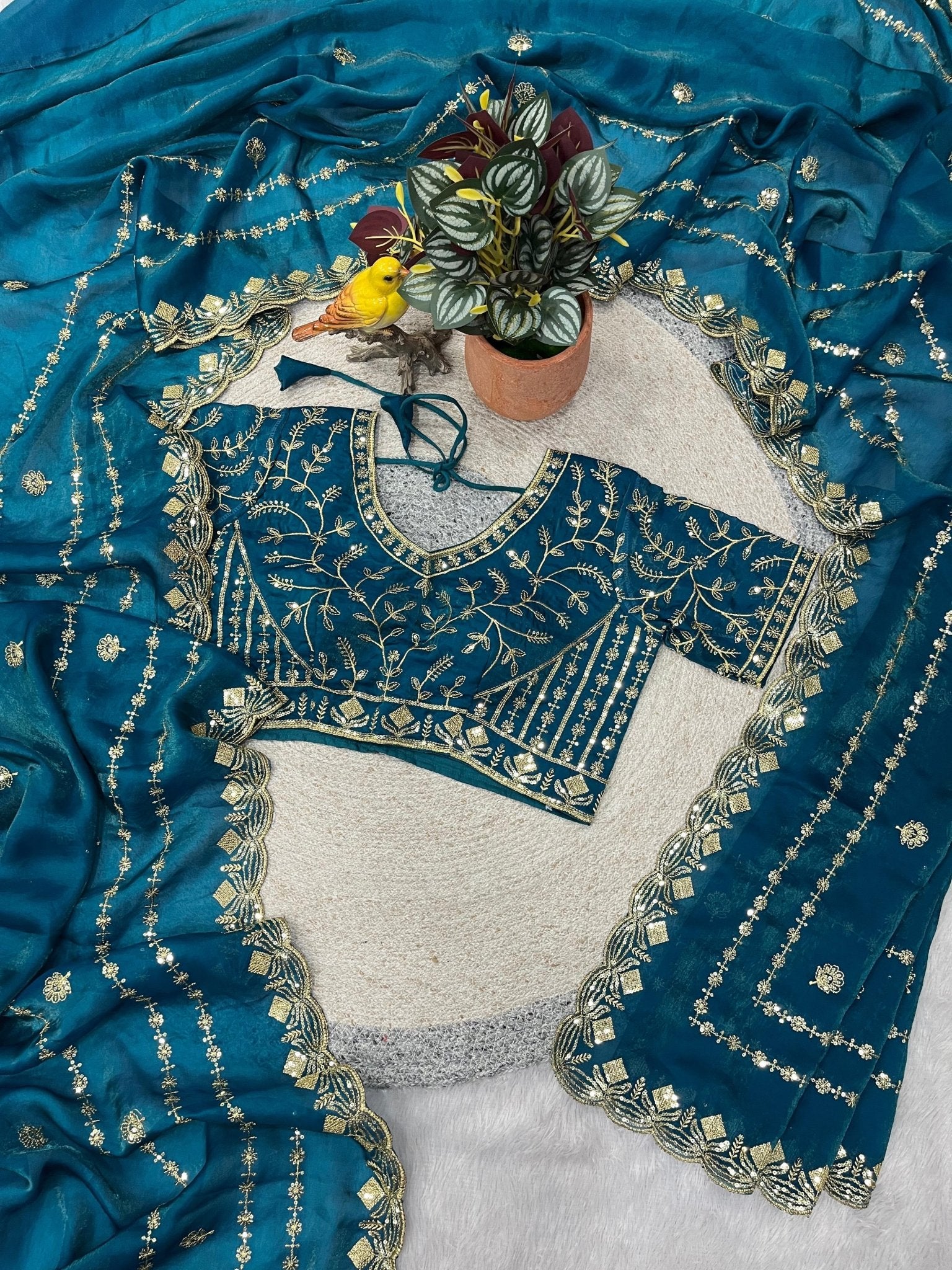 Designer Saree satin Silk - Chikankari official