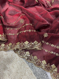 Designer Saree satin Silk - Chikankari official
