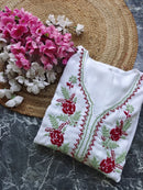 Designer white kurta with dual colour thread fine chikankari work - Chikankari official