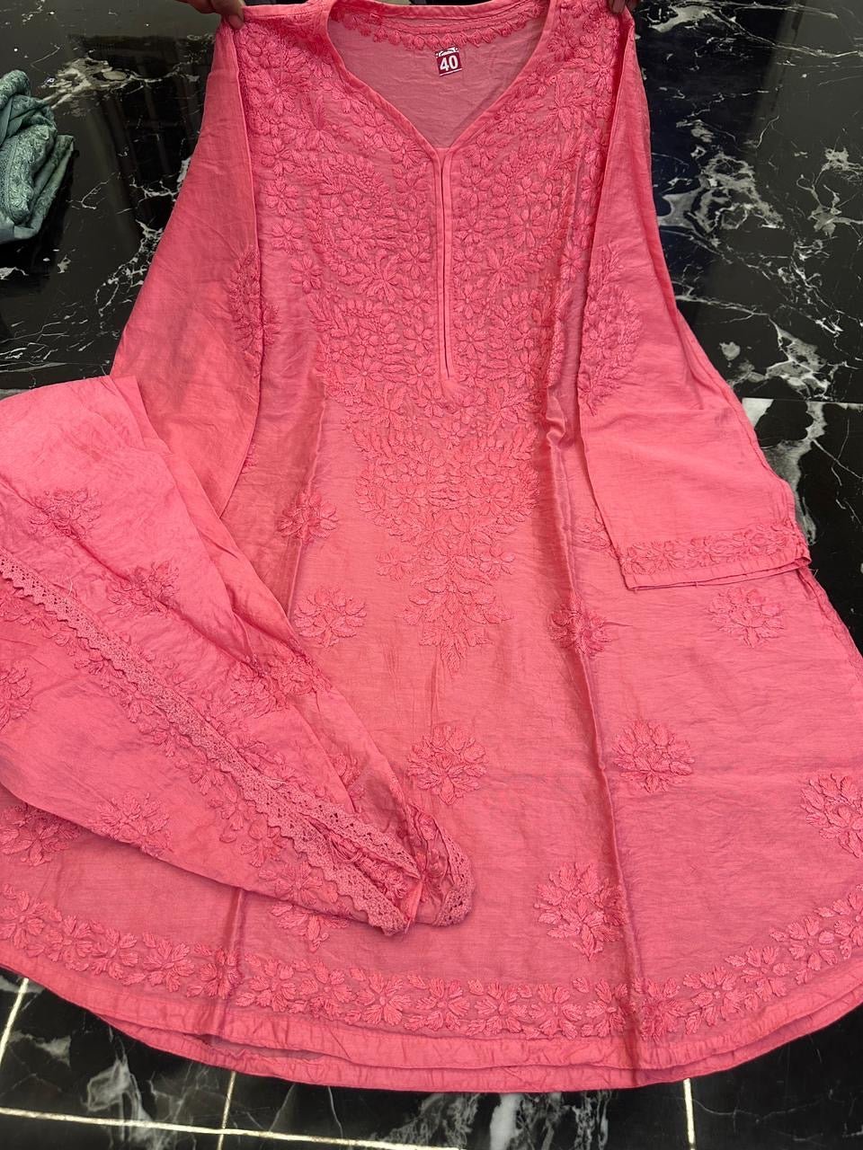 Dhoti Dye Set in Chanderi - Chikankari official