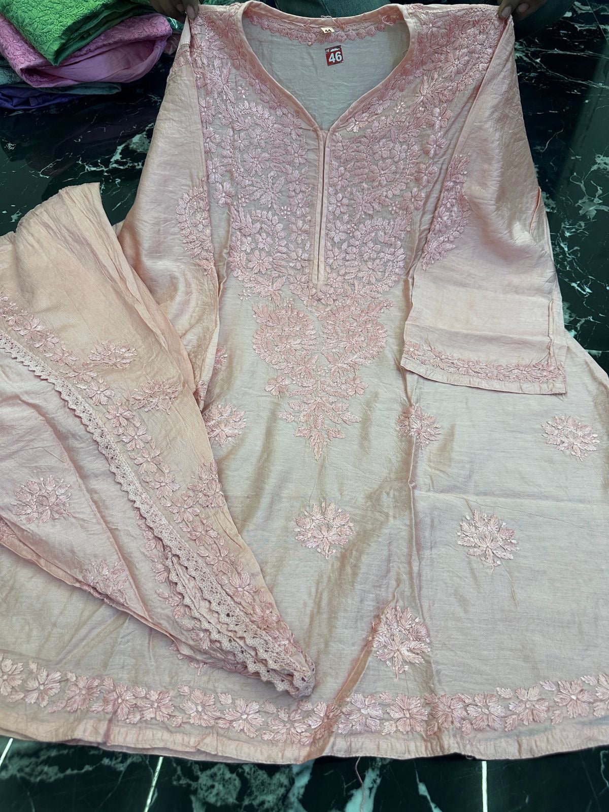 Dhoti Dye Set in Chanderi - Chikankari official