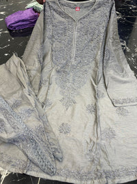 Dhoti Dye Set in Chanderi - Chikankari official