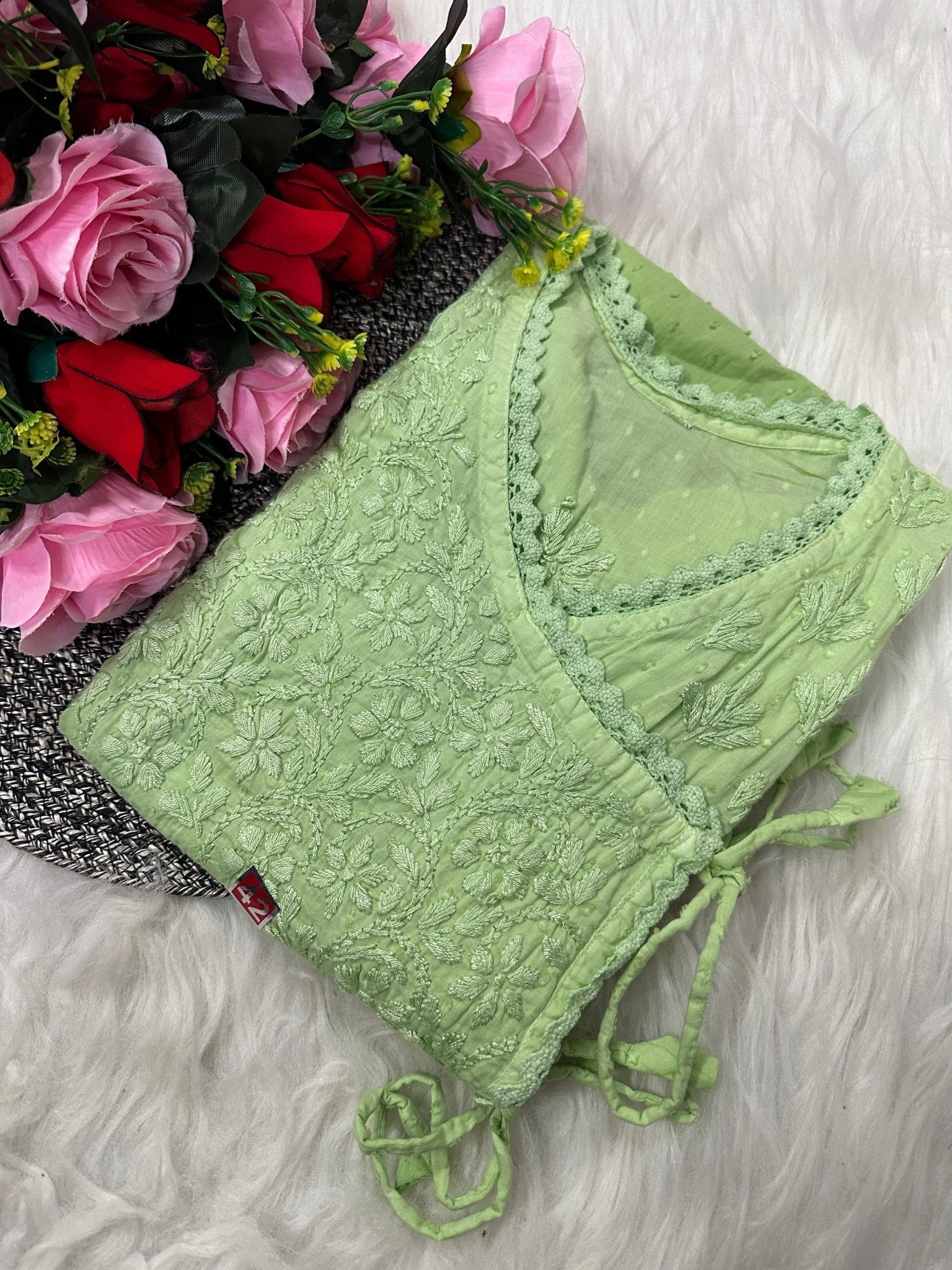 Dobby Cotton Angrakha Handworked Bhawna special - Chikankari official