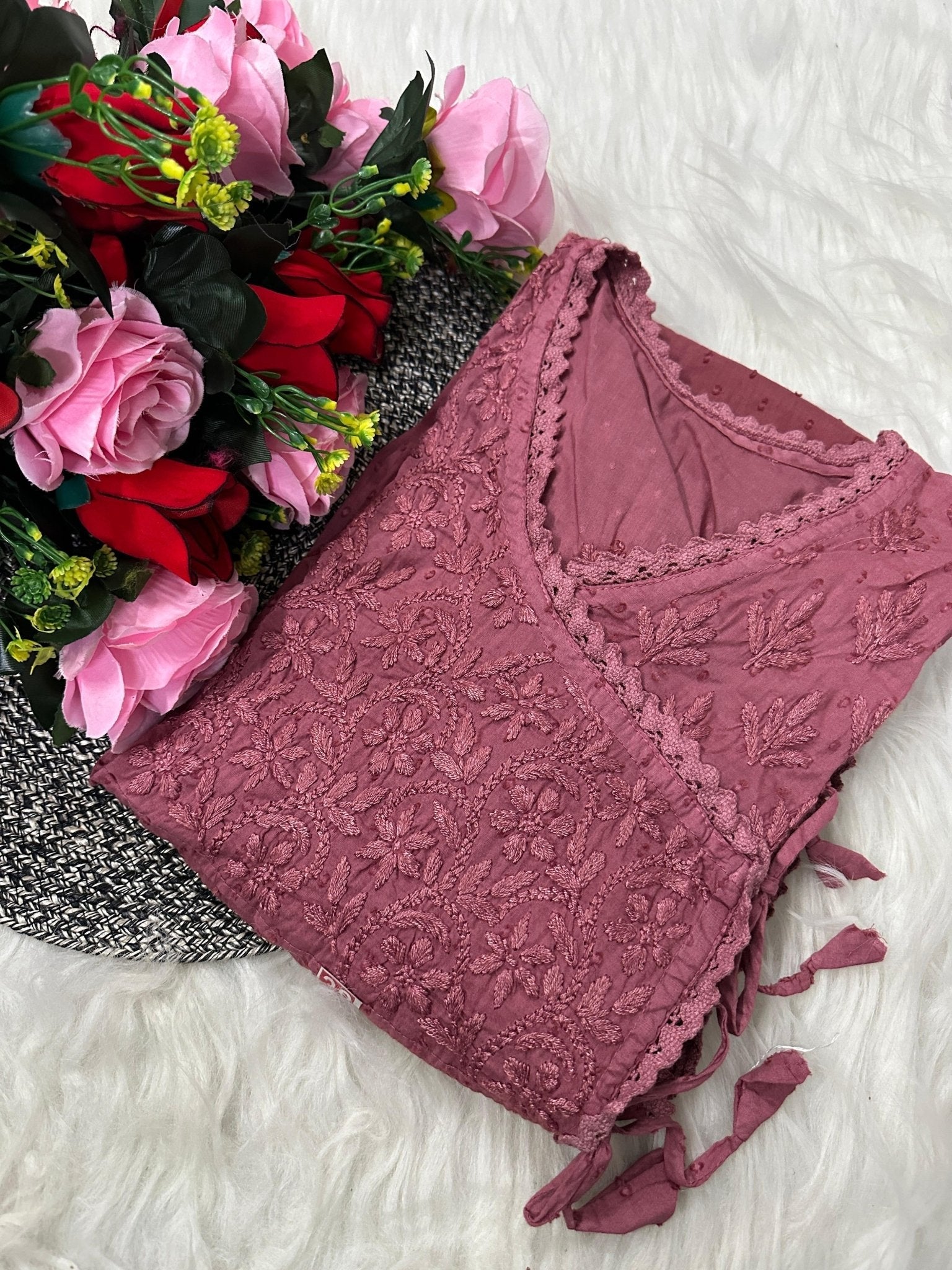 Dobby Cotton Angrakha Handworked Bhawna special - Chikankari official