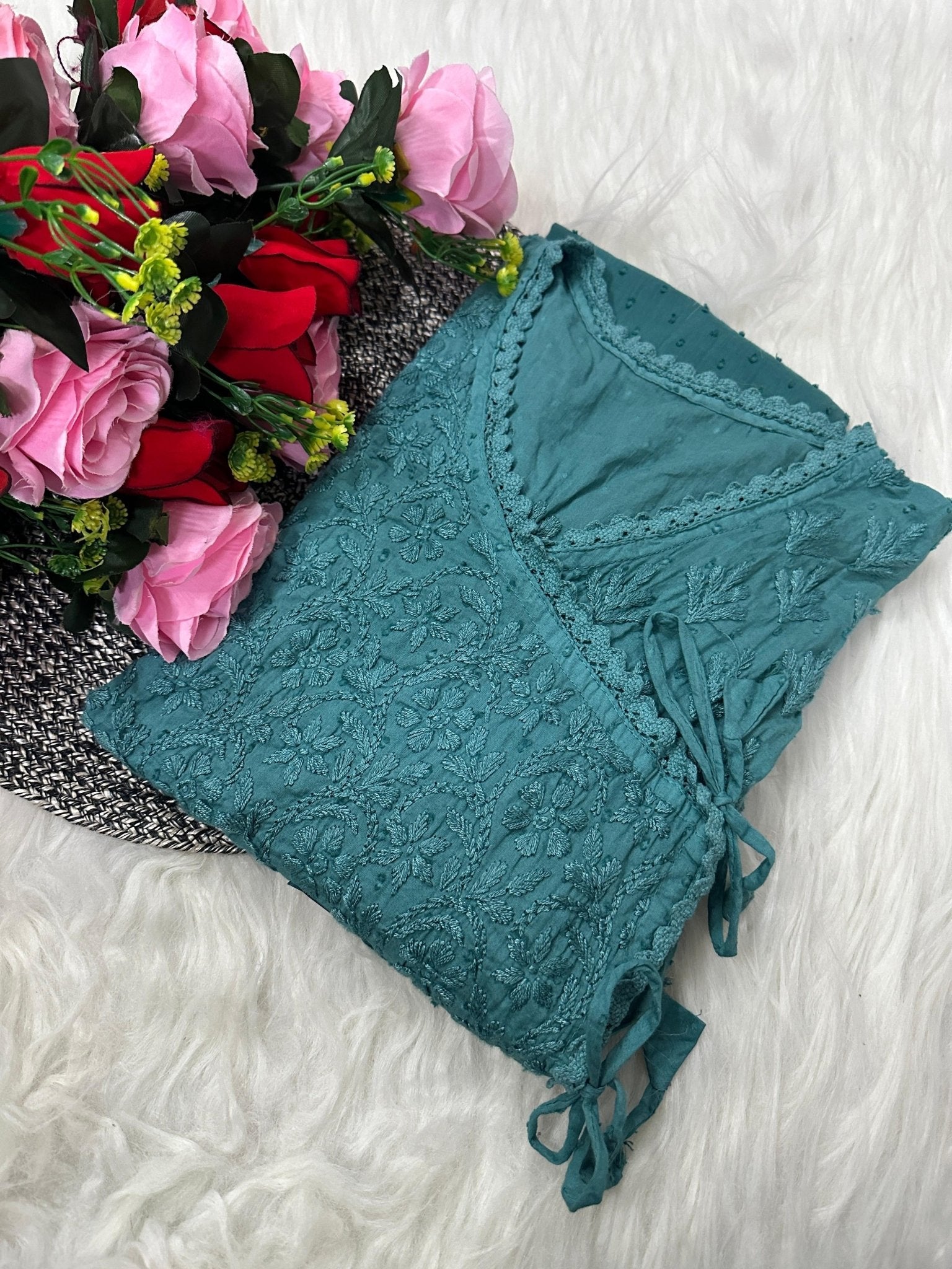 Dobby Cotton Angrakha Handworked Bhawna special - Chikankari official
