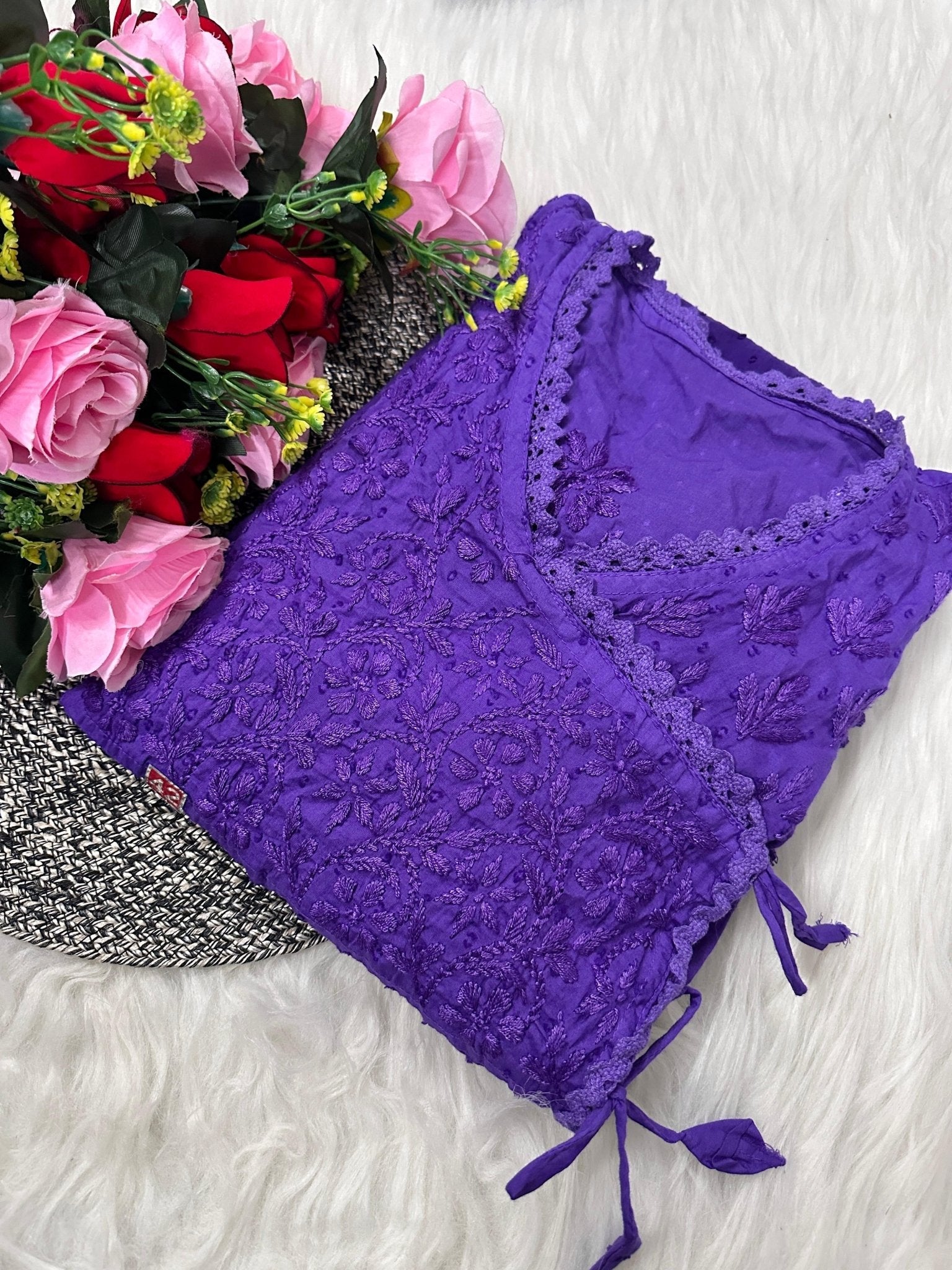 Dobby Cotton Angrakha Handworked Bhawna special - Chikankari official