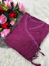 Dobby Cotton Angrakha Handworked Bhawna special - Chikankari official