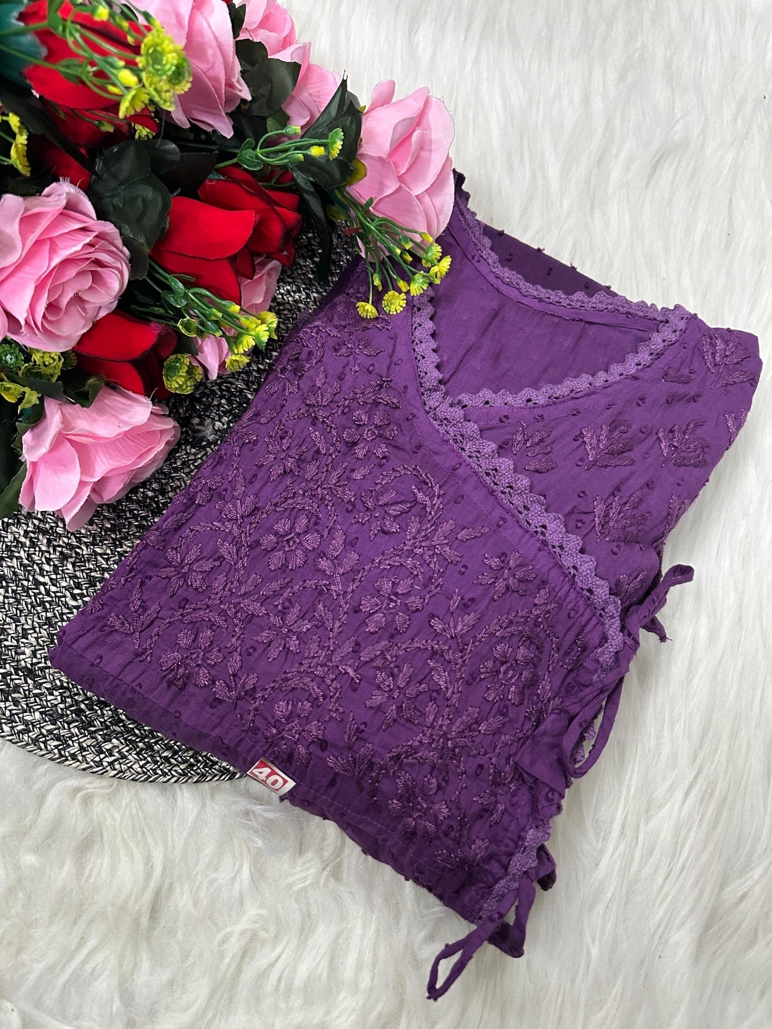 Dobby Cotton Angrakha Handworked Bhawna special - Chikankari official
