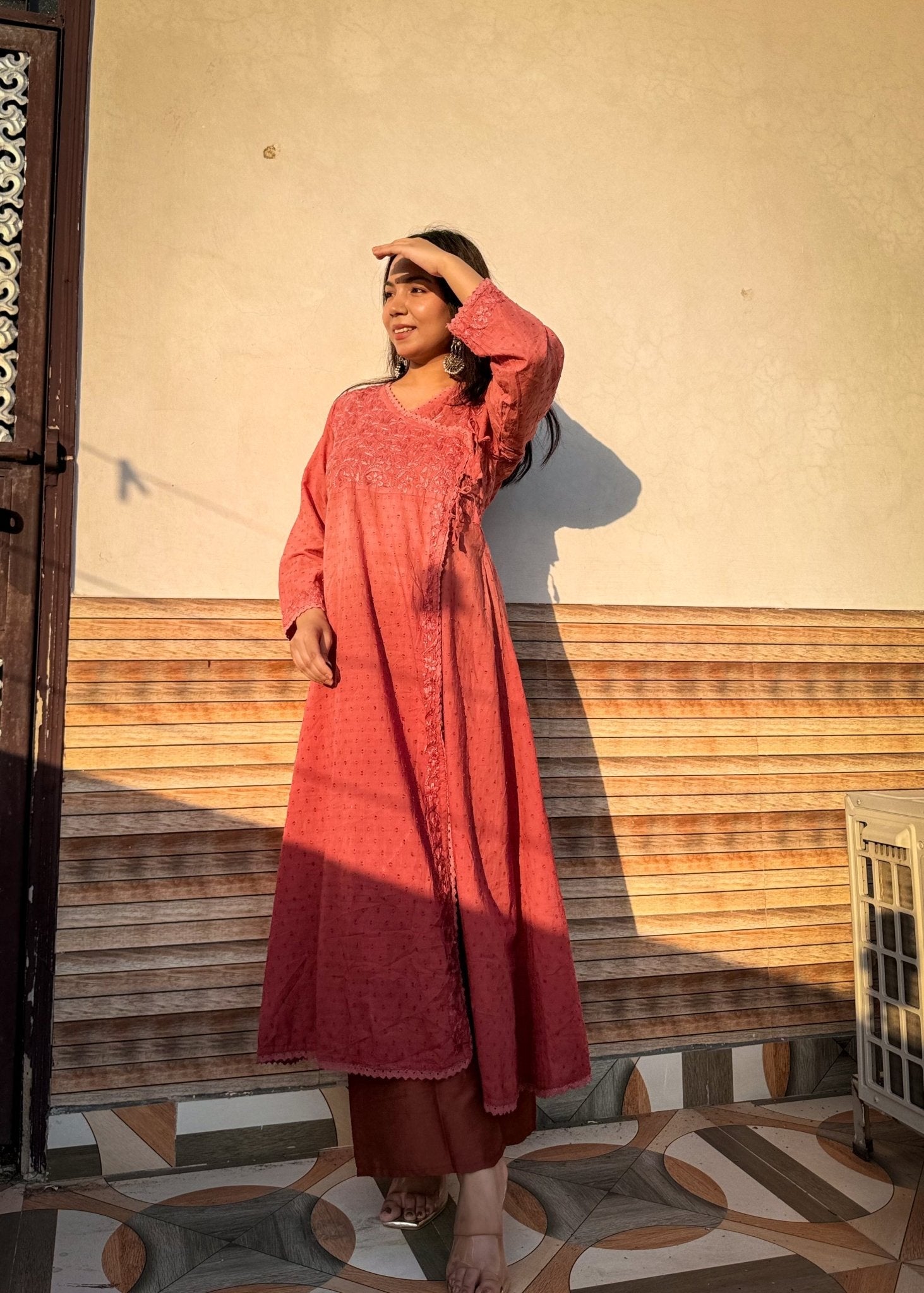 Dobby Cotton Angrakha Handworked Bhawna special - Chikankari official