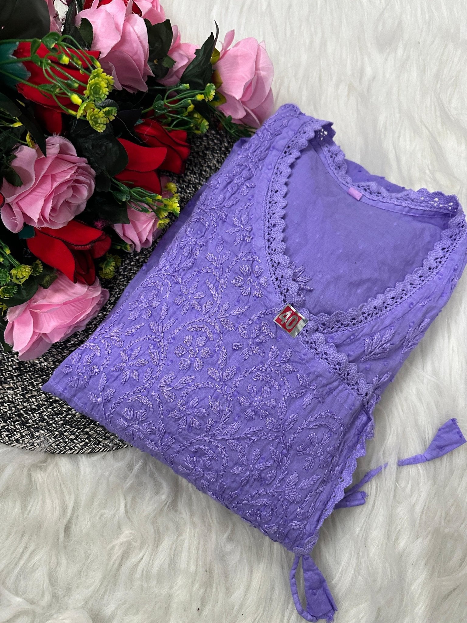 Dobby Cotton Angrakha Handworked Bhawna special - Chikankari official