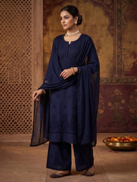 Dobby Cotton Chikankari Co-ord 3pc Set | Chikankari Official - Chikankari official