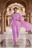 Dobby Cotton Chikankari Co-ord 3pc Set | Chikankari Official - Chikankari official