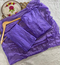 Dobby Cotton Chikankari Co-ord 3pc Set | Chikankari Official - Chikankari official