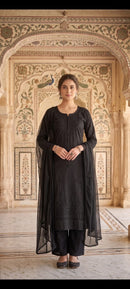 Dobby Cotton Chikankari Co-ord 3pc Set | Chikankari Official - Chikankari official