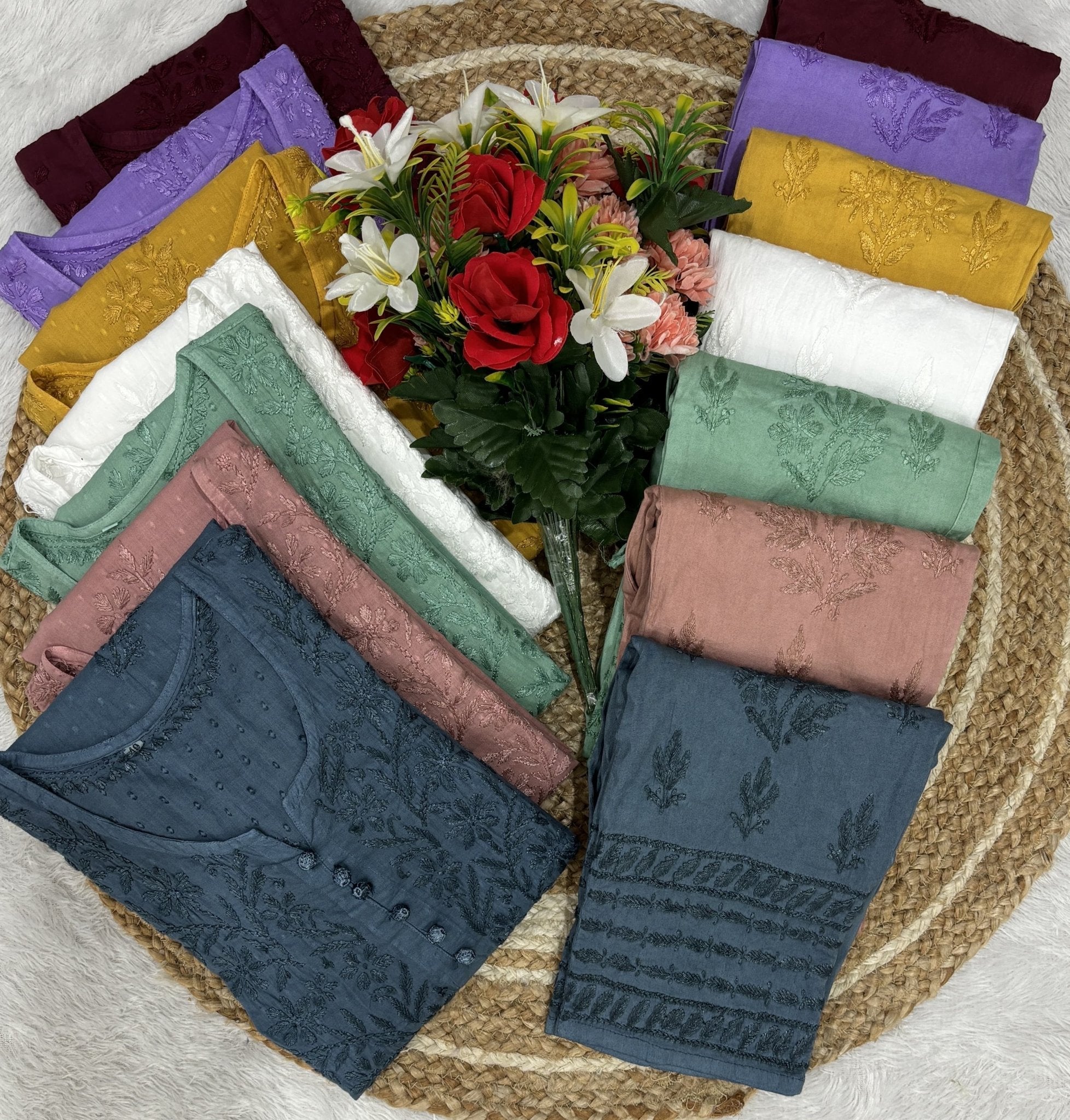 Dobby Cotton Co - ord Sets - Chikankari official