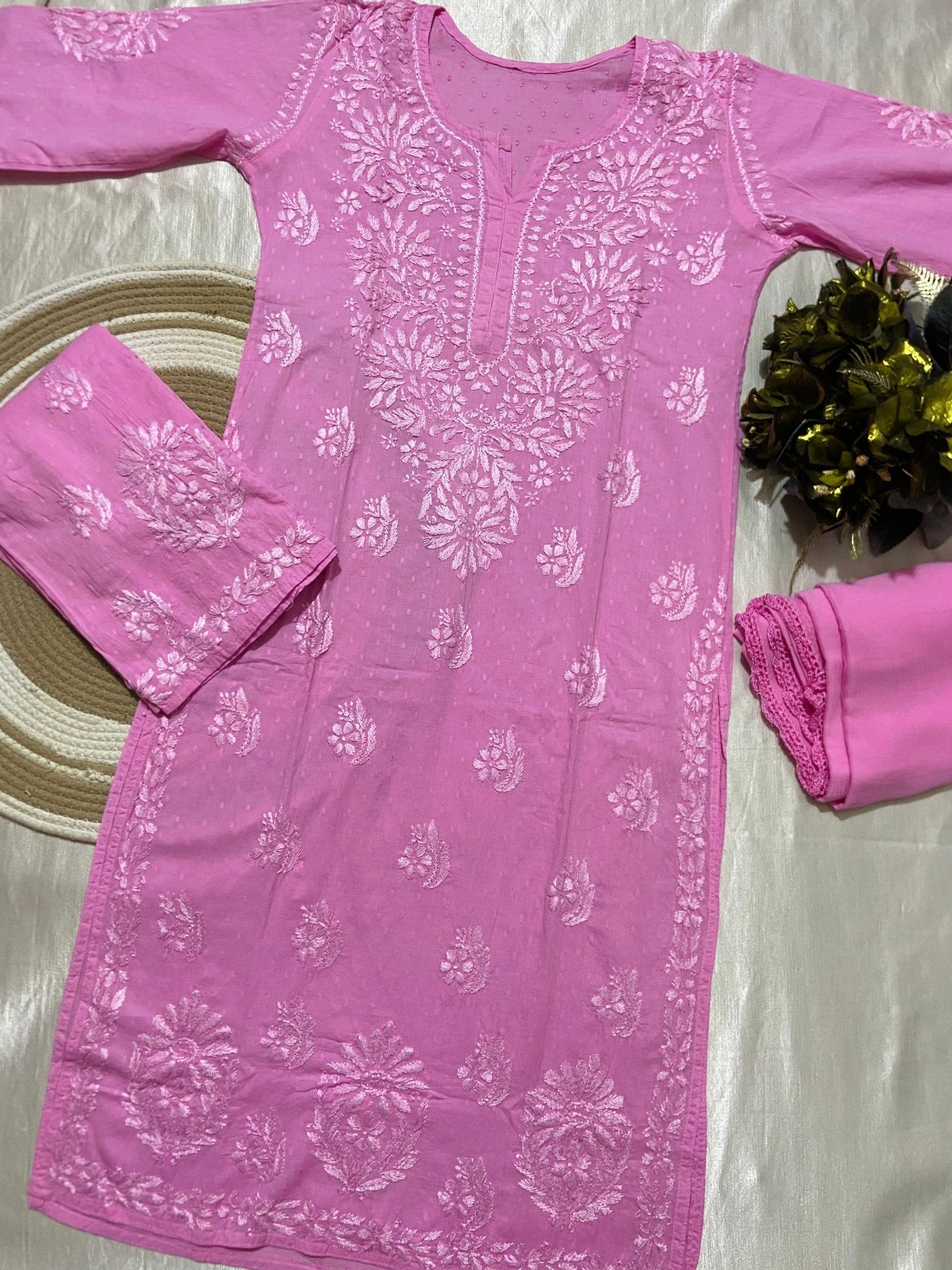 Dobby cotton designer 3pc Set - Chikankari official