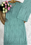 Dobby cotton embroidered tone to tone set - Chikankari official