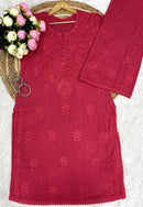 Dobby cotton embroidered tone to tone set - Chikankari official