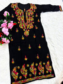 Dobby cotton fine rich multi thread long kurta - Chikankari official