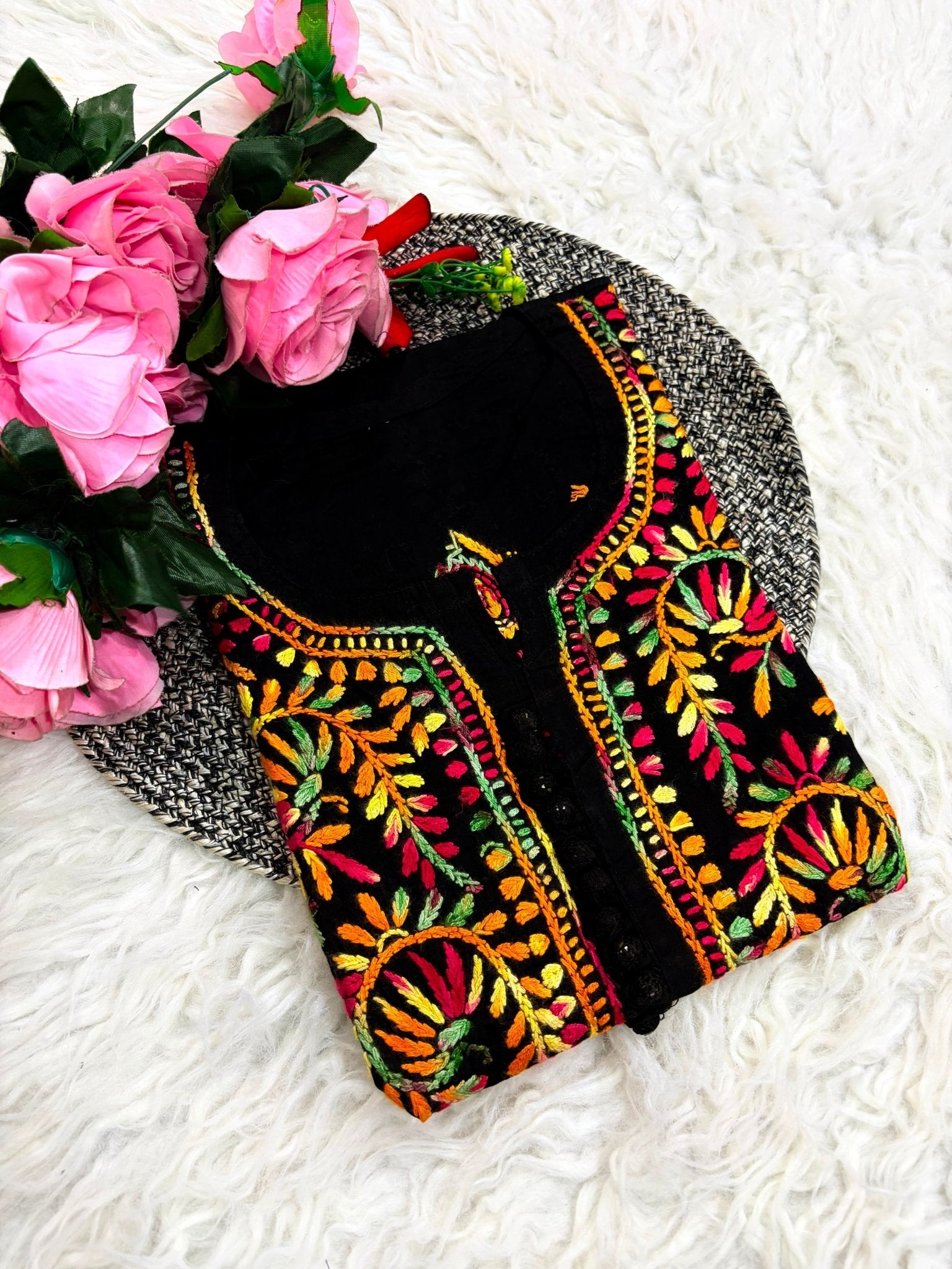 Dobby cotton fine rich multi thread long kurta - Chikankari official