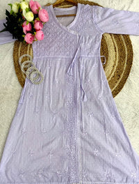 Dobby cotton Ghasspatti Dori Angrakha With Plazzo - Chikankari official