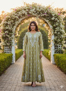 Dobby Cotton Gown - Chikankari official