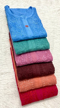 Dobby cotton Hand embroidered 3pc set - Chikankari official