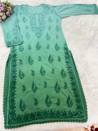 Dobby Cotton Heavy Embroidery Handwork Crochet lays - Chikankari official