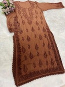 Dobby Cotton Heavy Embroidery Handwork Crochet lays - Chikankari official