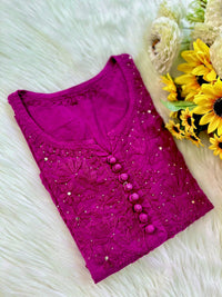 Dobby cotton Muqaish Noor rich Kurta - Chikankari official