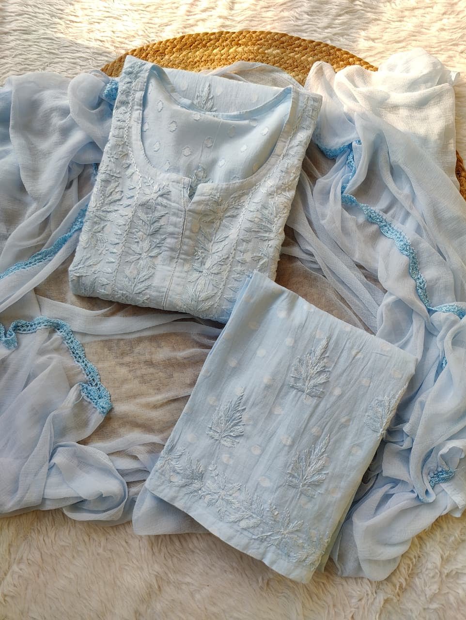 Dobby cotton soft premium 3pc set - Chikankari official