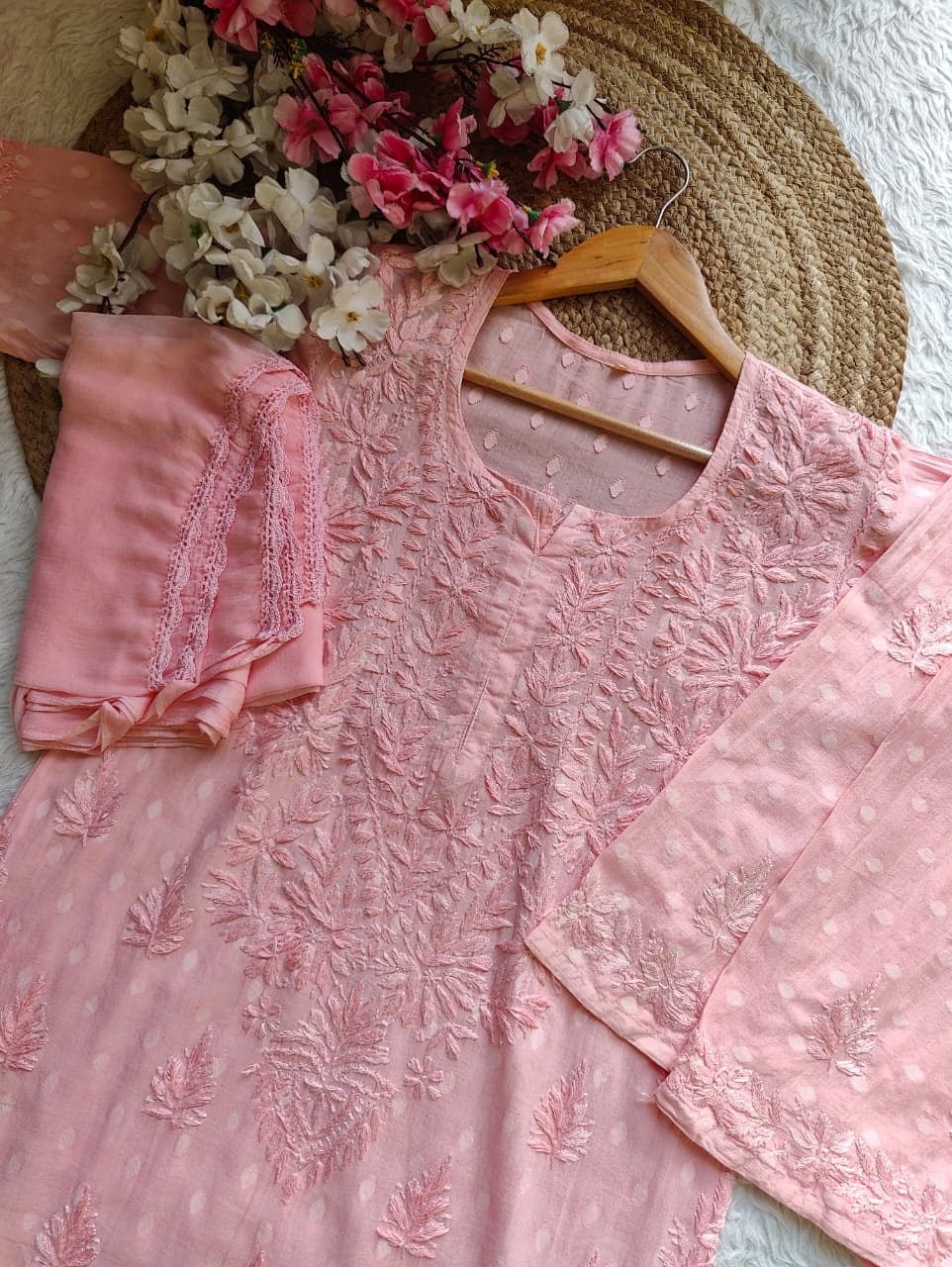 Dobby cotton soft premium 3pc set - Chikankari official