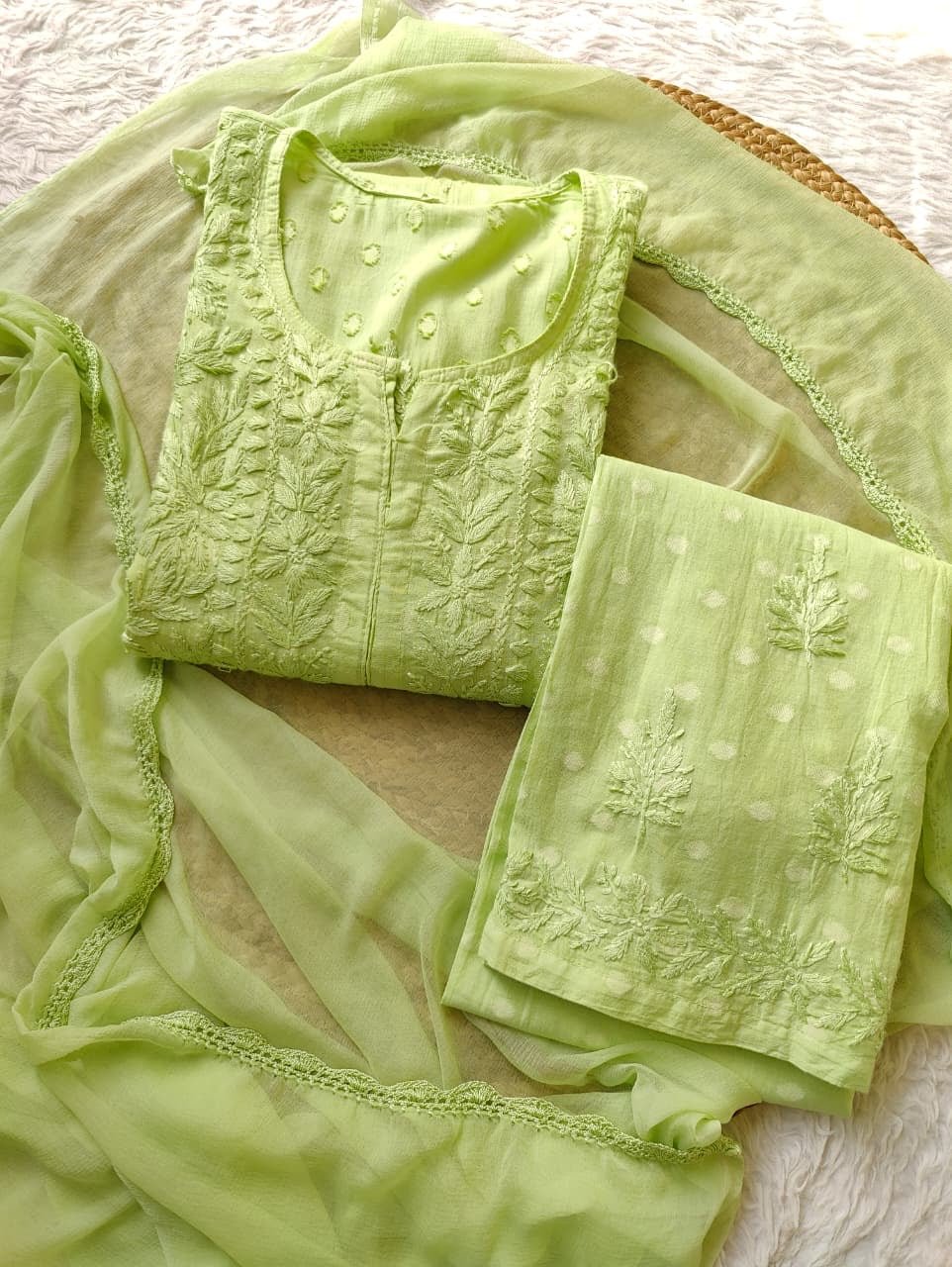 Dobby cotton soft premium 3pc set - Chikankari official