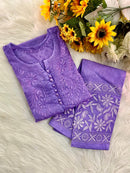 Dobby Cotton White embroidered chikankari Set - Chikankari official